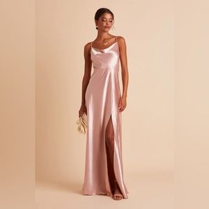 Birdy Grey | Small, Satin Rose Gold | Lisa Long Dress